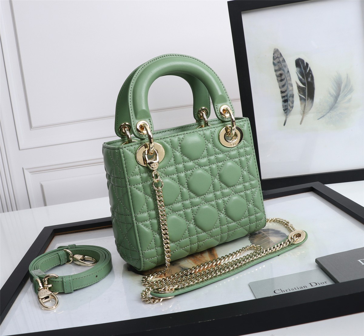 Mini Lady Dior Bag Green Cannage Lambskin